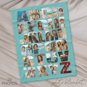 Alfabet Fotocollage - Moeilijk Niveau Fleece Deken