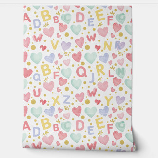 Alfabet Harten & Pastels Behang