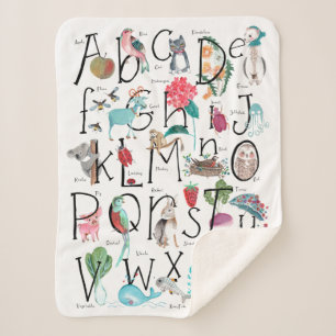 Alfabet kinder ABC-illustratie   Sherpa Blanket Deken