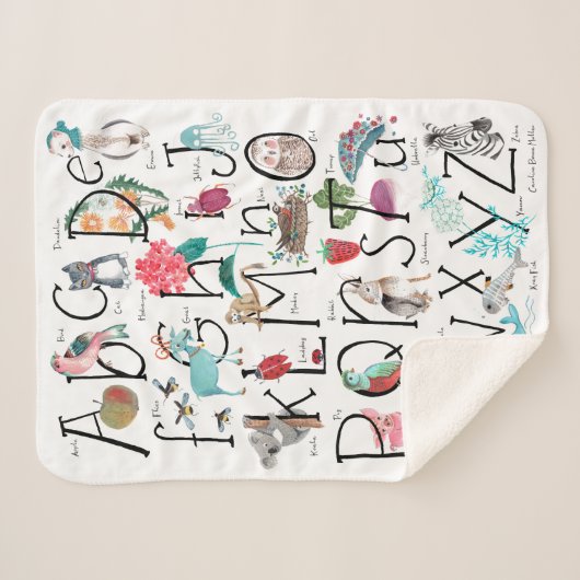 Alfabet kinder ABC-illustratie | Sherpa Blanket Sherpa Deken (Voorkant (horizontaal))