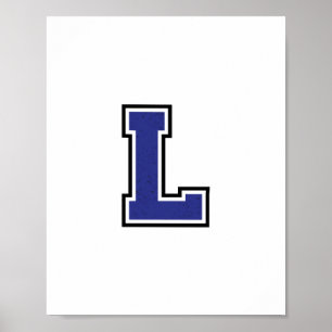 Alfabet L in blauwe kleur Poster