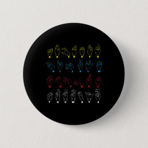 Alfabet leraar Amerikaanse Zing Taal ASL grafiek Ronde Button 5,7 Cm