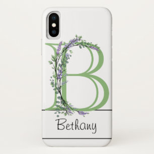 Alfabet letter B waterverf Lavendel Eucalyptus iPhone X Hoesje