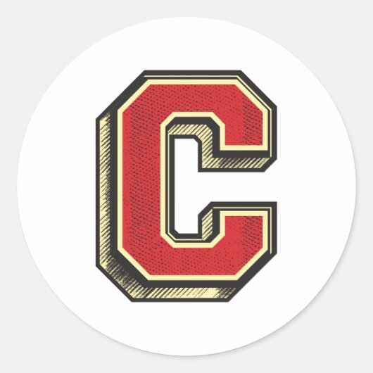 Alfabet Letter C stijl Ronde Sticker (Voorkant)
