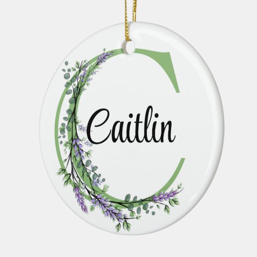 Alfabet letter c, waterverf Lavendel botanisch Keramisch Ornament (Links)