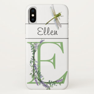 Alfabet letter E Lavendel Eucalyptus Dragonfly iPhone X Hoesje