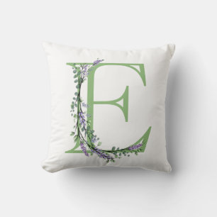 Alfabet letter E Lavendel Eucalyptus monogram Kussen