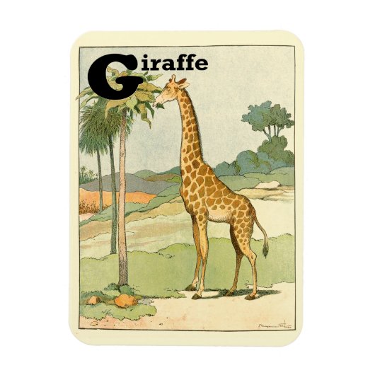 Alfabet Letter G voor Giraffe Magneet (Verticaal)