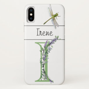 Alfabet letter I Lavendel Eucalyptus Dragonfly iPhone X Hoesje