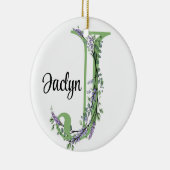 Alfabet letter J, waterverf Lavendel botanisch Keramisch Ornament (Rechts)