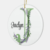 Alfabet letter J, waterverf Lavendel botanisch Keramisch Ornament (Links)