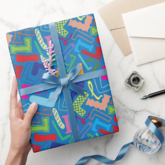 Alfabet Letter L Inpakpapier - Blauw