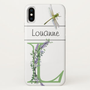 Alfabet letter L Lavendel Eucalyptus Dragonfly iPhone X Hoesje