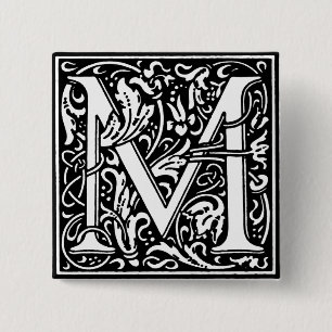 Alfabet letter M - verkenningsstijl Vierkante Button 5,1 Cm