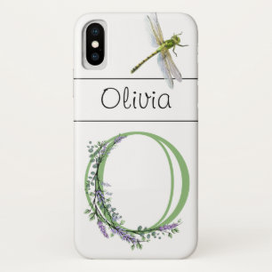 Alfabet letter O Lavendel Eucalyptus Dragonfly iPhone X Hoesje