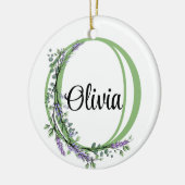 Alfabet letter O, waterverf Lavendel botanisch Keramisch Ornament (Links)