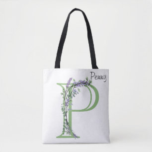 Alfabet letter P Lavendel Eucalyptus monogram Draagtas