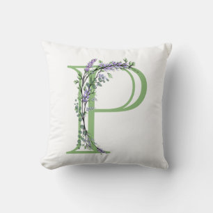 Alfabet letter P waterverf Lavendel Eucalyptus Kussen