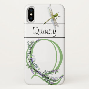 Alfabet letter Q Lavendel Eucalyptus Dragonfly iPhone X Hoesje