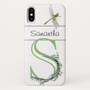 Alfabet letter S Lavendel Eucalyptus Dragonfly iPhone X Hoesje
