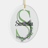 Alfabet letter S, waterverf Lavendel botanisch Keramisch Ornament (Rechts)