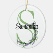 Alfabet letter S, waterverf Lavendel botanisch Keramisch Ornament (Links)