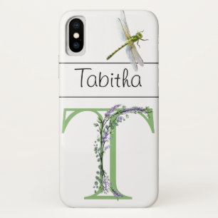Alfabet letter T Lavendel Eucalyptus Dragonfly iPhone X Hoesje