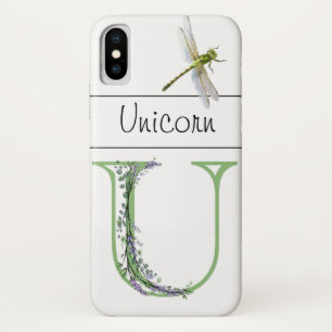 Alfabet letter U Lavendel Eucalyptus Dragonfly iPhone X Hoesje
