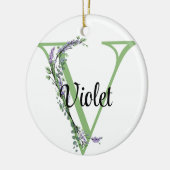 Alfabet letter V, waterverf Lavendel botanisch Keramisch Ornament (Links)