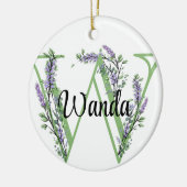 Alfabet letter W, waterverf Lavendel botanisch Keramisch Ornament (Links)