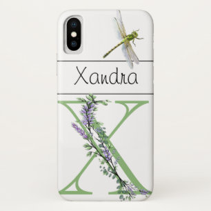 Alfabet letter X Lavendel Eucalyptus Dragonfly iPhone X Hoesje