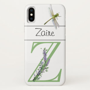 Alfabet letter Z Lavendel Eucalyptus Dragonfly iPhone X Hoesje