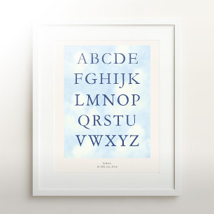 Alfabet – Marinekleurige Alfabet Muur Kunst voor d Poster