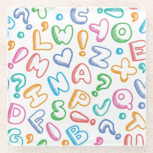 alfabet-patroon glazen onderzetter