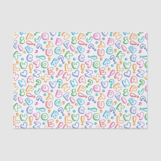 alfabet-patroon tissuepapier (Voorkant)