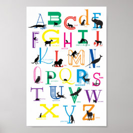 Alfabet Poster met dierlijke Silhouettes