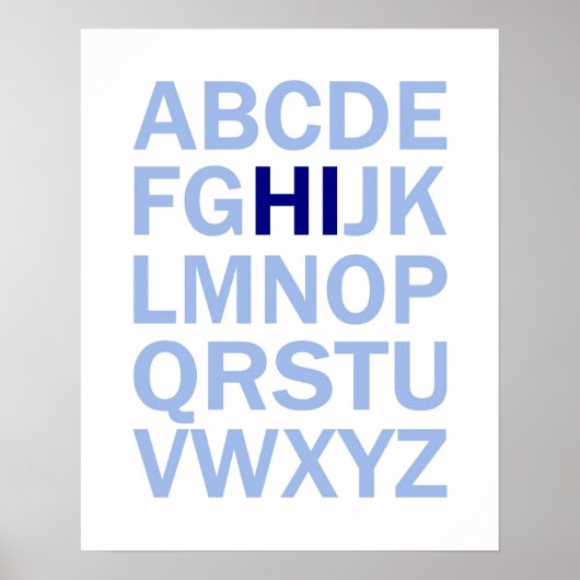 Alfabet poster van ABC dat zegt: HI (Voorkant)