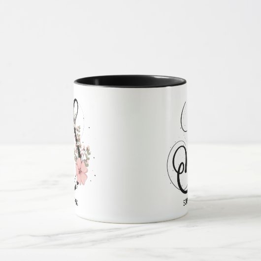 Alfabet Script Letter S Floral Monogram bloem Mok (Midden)