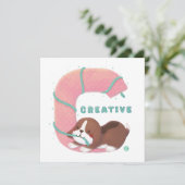 Alfabet serie: "C" Creative Beagle illustratie Bedankkaart (Staand voorkant)