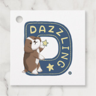 Alfabet serie: "D" Dazzling Beagle illustratie Bedankjes Labels