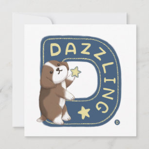 Alfabet serie: "D" Dazzling Beagle illustratie Feestdagenkaart