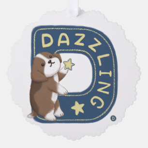 Alfabet serie: "D" Dazzling Beagle illustratie Ornament Kaart
