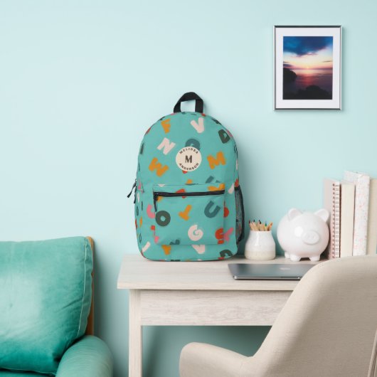 Alfabet Soep Kleurrijk Monogram Bedrukte Rugzak (Insitu)