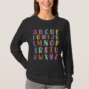 Alfabet terug naar school Pre K kleuterleidster T-shirt