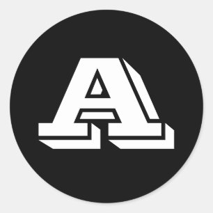 Alfabet van Janz Capital Letter A Black Ronde Sticker
