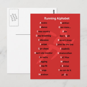 Alfabet voor runners rood briefkaart
