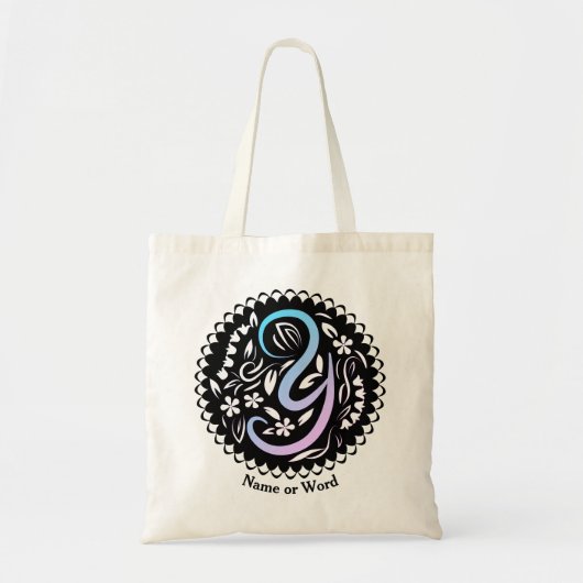 Alfabet Y Monogram Handschrift Tote Bag (Voorkant)