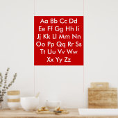 Alfabetgrafiek Rood en wit Poster (Keuken)