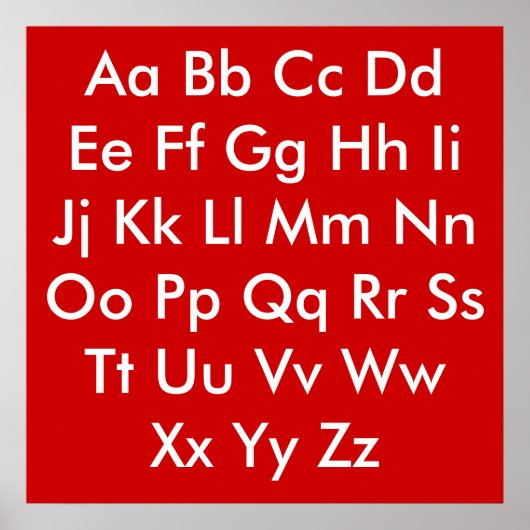 Alfabetgrafiek Rood en wit Poster (Voorkant)