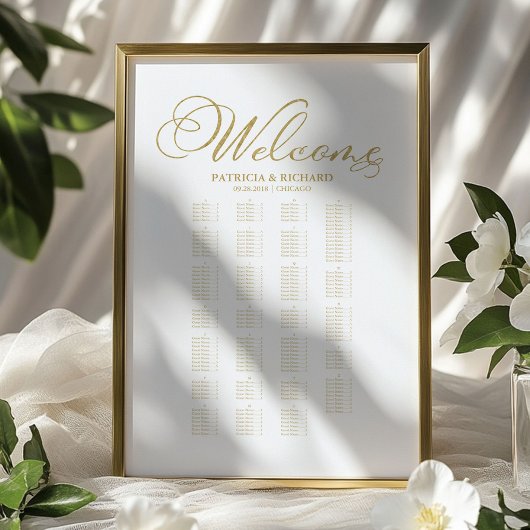 Alfabetisch weddenschap met gouden olie poster